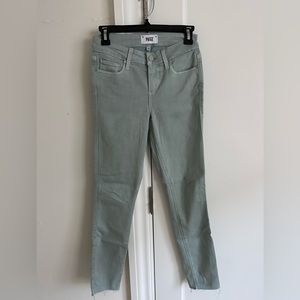 paige skinny jeans size 25 sea foam green
